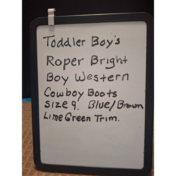 Roper Boys Western Leather Boots Size 9 Blue & Green Embroidered Handmade In Mex - Picture 9 of 9